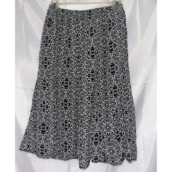 NY Collection Woman Midi Skirt Black White Floral Pattern Women's Size PS - Picture 5 of 6